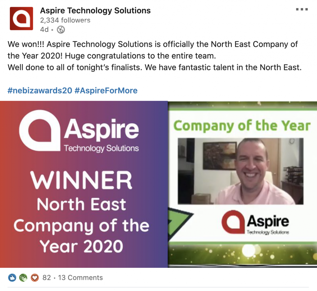 Aspire wins North East Company of the Year