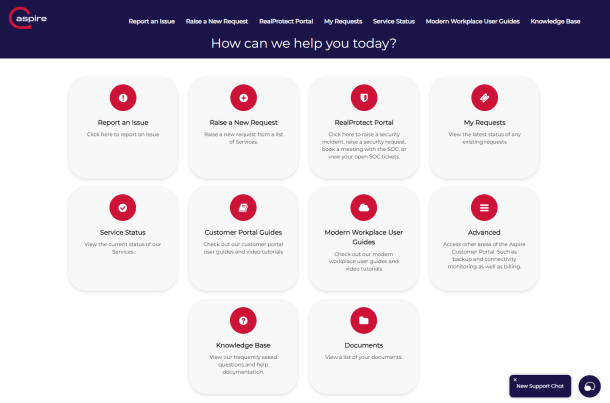 Aspire Portal Screen