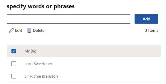 specific words or phrases